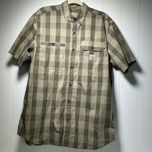 Carhartt Force Relaxed Fit Vented Shirt Men's Large Green Short Sleeve Workwear